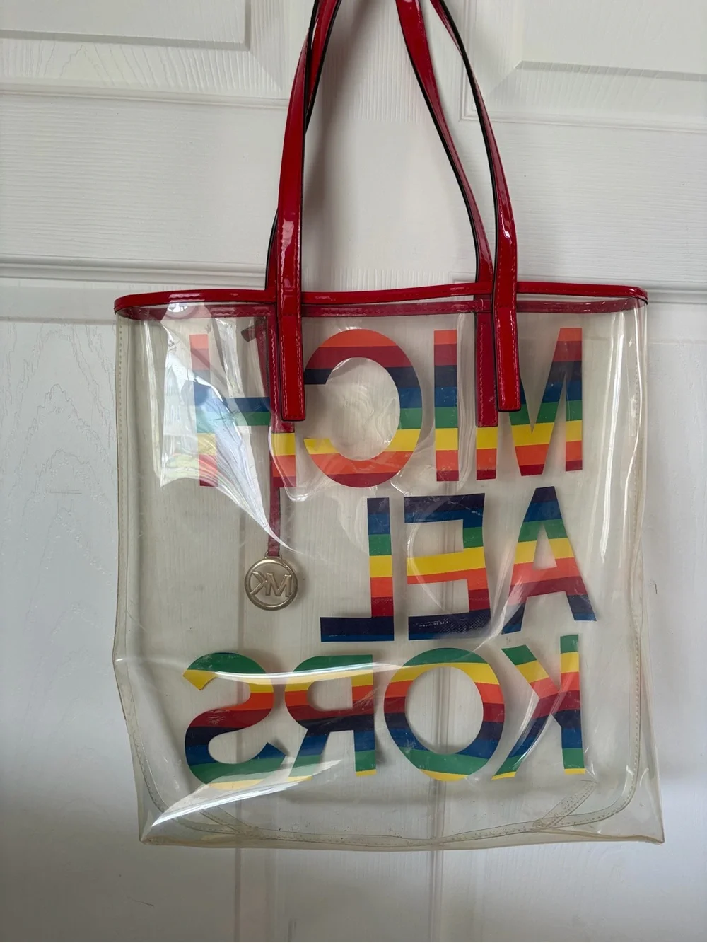 Michael Kors Clear Rainbow Logo Tote — Red Trim Pride Edition